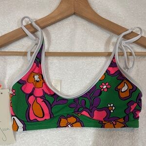 Free people x Seea  Swim Bikini Top - Green and Pink Floral